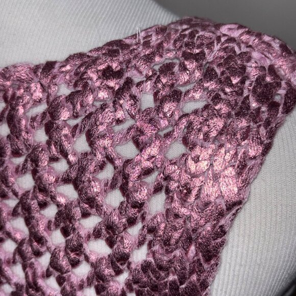 Zara Pink Metallic Crochet Sleeveless Knit Top Women's Size S - Picture 6 of 13